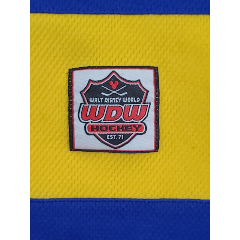 Walt Disney World Donalds Destroyers Hockey Jersey Mens Medium Blue Yellow VTG - Picture 3 of 10